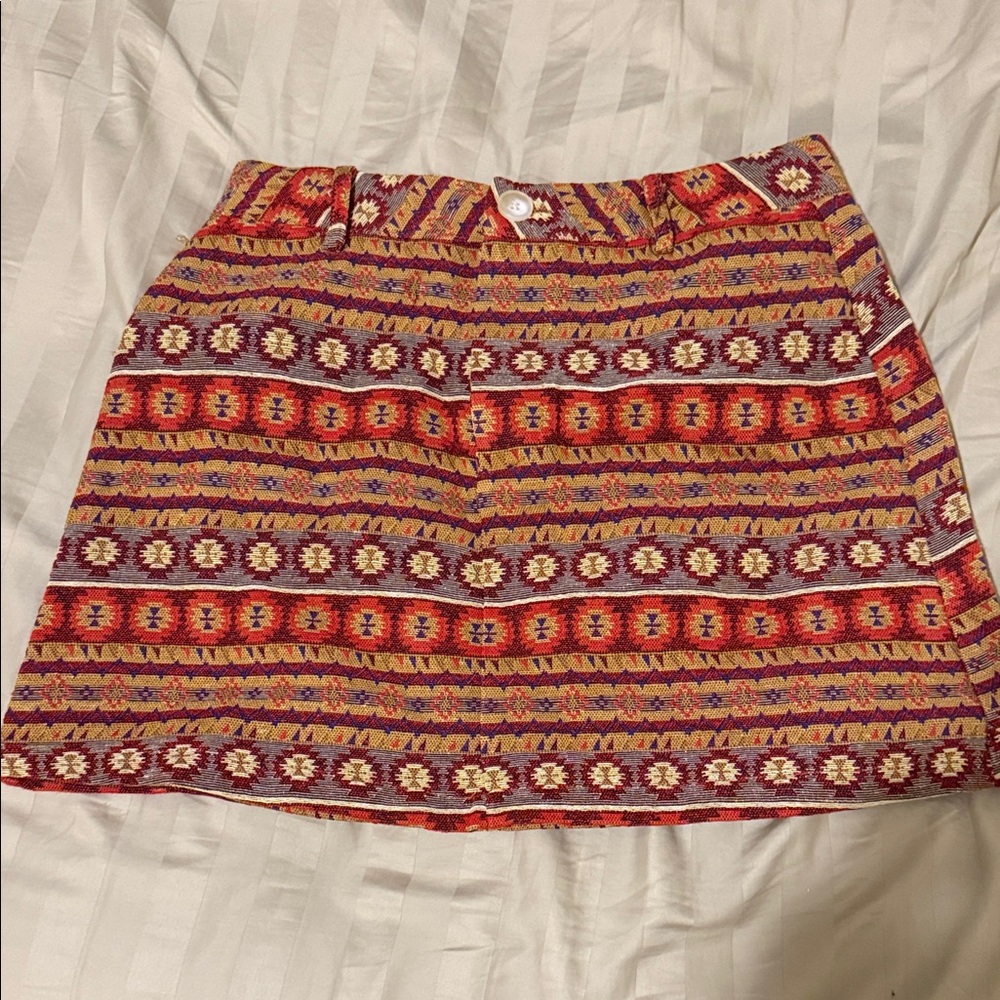 Cider Red and Purple Patterned Mini Skirt